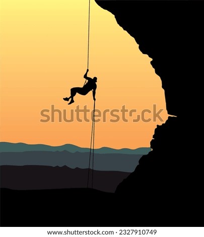 Rock climbing rappeling hike illustration [[stock_photo]] © 