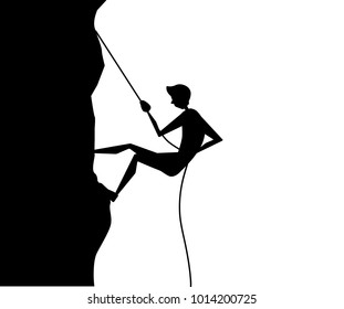 rock climbing silhouette cartoon design illustration