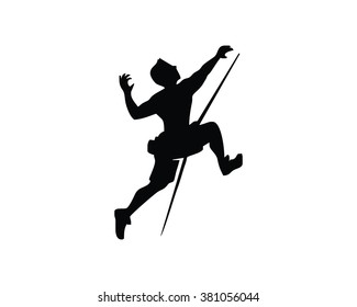 rock climbing silhouette man image logo vector