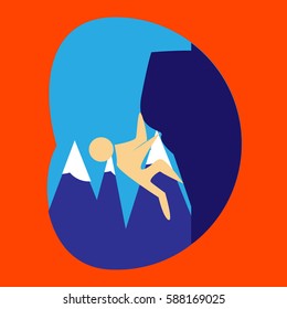 Rock climbing, sport, icon, logo, symbol.