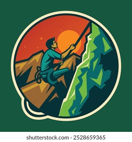 Rock climbing Vector illustration of logo, tshirt, brand, community, nature lovers