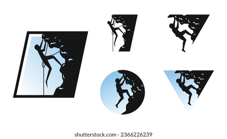 Icono de conjunto de vector de escalada de rocas