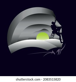 ilustración plana vectorial de escalada en roca