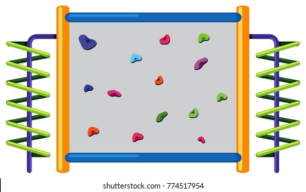 Rock climbing wall on white background illustration