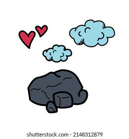 rock, cloud and love shape illustration for printing on textiles and posters, books