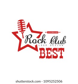 Rock club logo, design element can be used for poster, banner, flyer, print or stamp vector Illustration on a white background