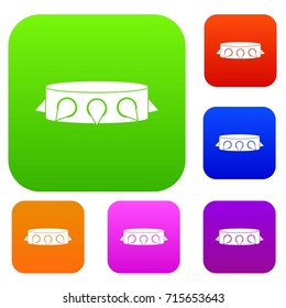Rock collar set icon color in flat style isolated on white. Collection sings vector illustration