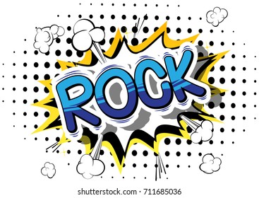 Rock - Comic book word on abstract background.