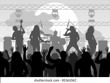 Rock concert landscape background illustration