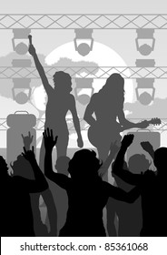 Rock concert landscape background illustration