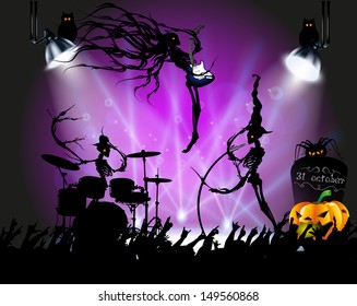 Rock concert on Halloween, Abstract pattern halloween background. vector illustration