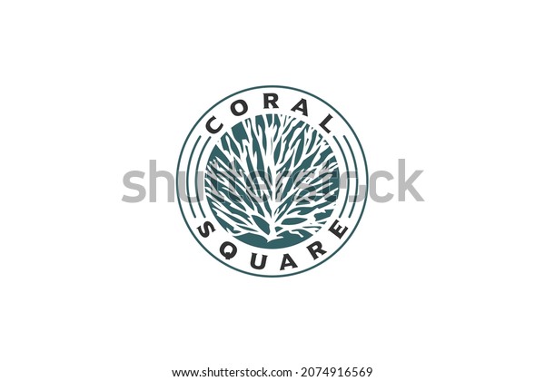 rock coral logo, coral, sea, with a unique\
style is very attractive