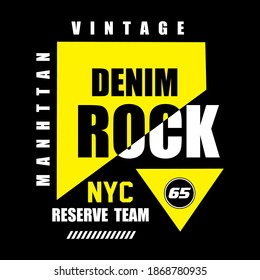 Rock Denim typography design t-shirt print vector illustration 