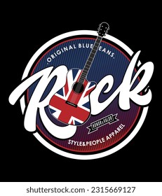 rock denim,vector typography illustration design graphic printing