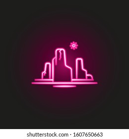 rock desert landscape neon style icon. Simple thin line, outline vector of desert icons for ui and ux, website or mobile application