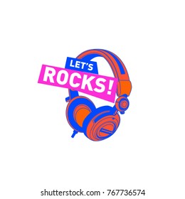 Rock DJ colorful logo and icon for party