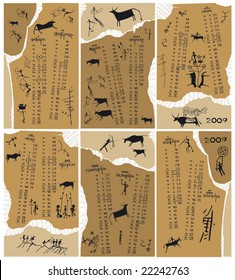 rock drawings calendar with bulls for the 2009 year