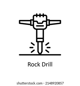Rock Drill vector outline icon for web isolated on white background EPS 10 file