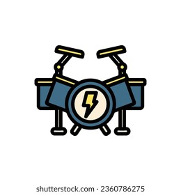 Rock Drum Set Rock Spotlight Icon Vector Illustration