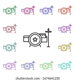 Icono de estilo multicolor de estrella de tambor de rock. Glifo simple, vector plano de iconos de rock y roll para ui y ux, sitio web o aplicación móvil