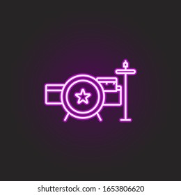 rock drum set star neon style icon. Simple thin line, outline vector of rock and roll icons for ui and ux, website or mobile application