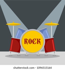 Rock drumms icon. Flat illustration of rock drumms vector icon for web design