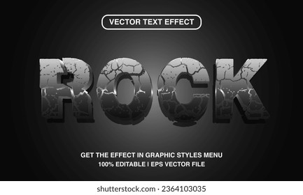 Rock editable text effect template, 3d cartoon bold text style, premium vector