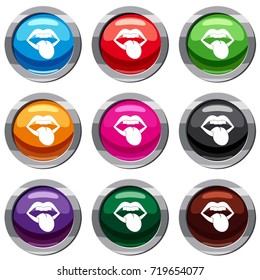 Rock emblem set icon isolated on white. 9 icon collection vector illustration