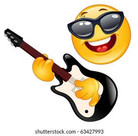 Rock emoticon playing the guitar