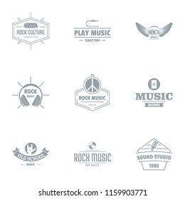Rock euphony logo set. Simple set of 9 rock euphony vector logo for web isolated on white background