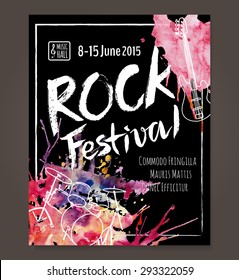 Rock event poster or flyer temlpate. Vector illustration