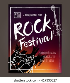 Rock event poster or flyer temlpate. Vector illustration