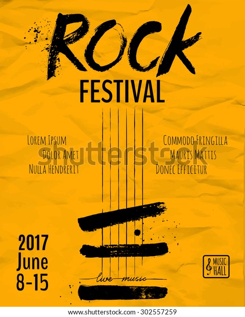 Rock Event Poster Flyer Template Vector Stock Vector (Royalty Free ...