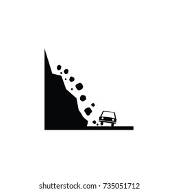 rock fall car icon on white background