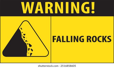 Rock falling area danger warning sign notice vector