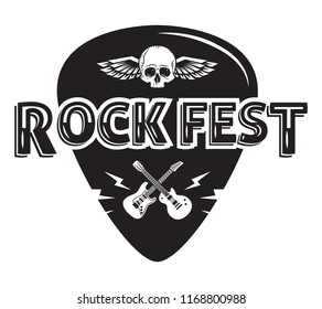 Rock Fest Badgelabel Vector Guitars Skull Stock Vector (royalty Free 