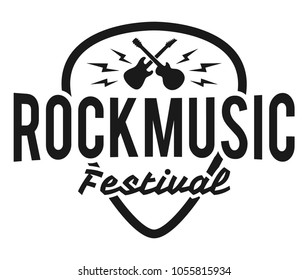 Rock Fest Badge/Label Vector. Heavy Music Festival Hipster Logo With Guitars. For Band Signage, Prints And Stamps. 