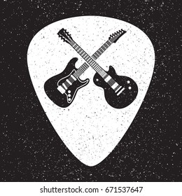 Rock fest guitars badge/Label. For signage, prints and stamps. Guitar pick/mediator