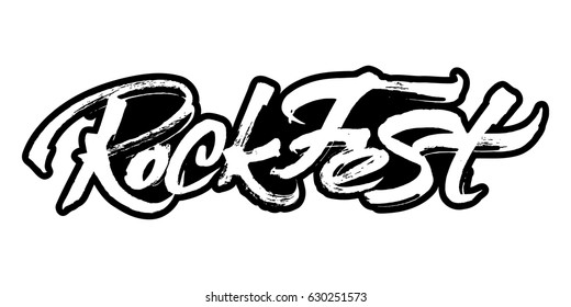 Rock Fest. Modern Calligraphy Hand Lettering for Silk Screen Printing