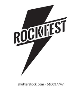 Rock fest music badge/Label. For signage, prints and stamps with lightning bolt