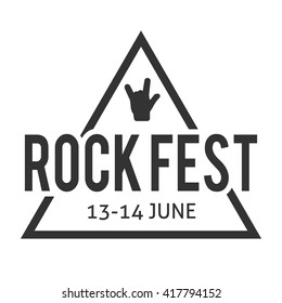 Rock fest triangle badge/Label. For signage, prints and stamps. heavy music punk hardcore festival hipster logo with hand