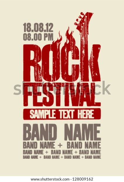 Rock festival design template with bass guitar and\
place for text