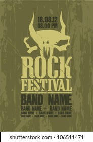 Rock festival design template with cow skull and place for text.