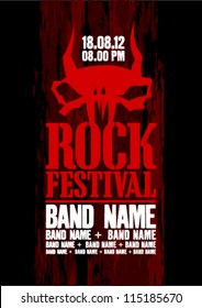 Rock festival design template with cow skull and place for text.