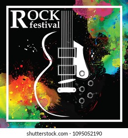 Rock festival design template with guitar and place for text.
