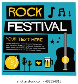 Rock Festival! (Flat Style Vector Illustration Quote Poster Design)
