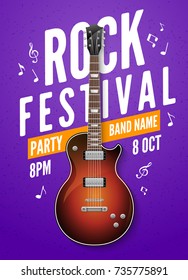 Rock Music Festival Flyer Vector Illustration Stock Vector (Royalty ...