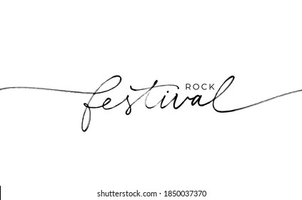 Rock festival hand drawn vector lettering. Modern simple line calligraphy isolated on white background. Rock n roll grunge style typography for print stump, t shirt, poster design, banner. 