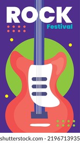rock festival lettering with guitar electric