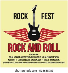 Rock festival, Rock music concert poster design template